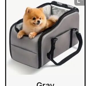 Gray Pet Carrier with Black Straps